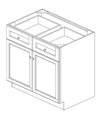 AW-B36B Ice White Shaker 36″ 2 Drawer 2 Door Base Cabinet