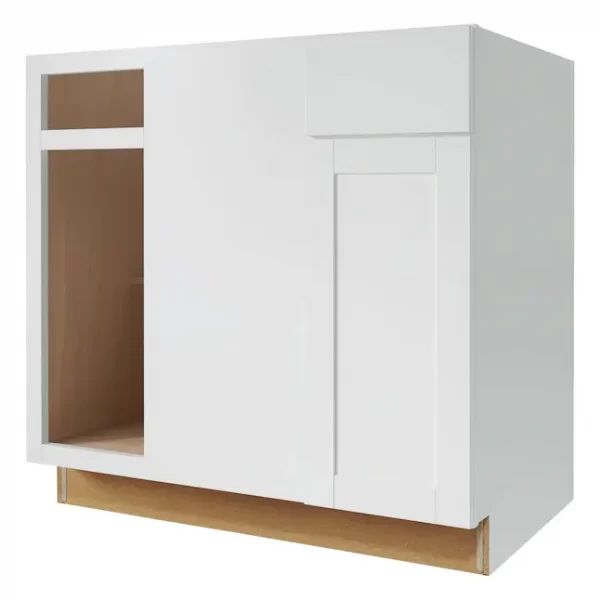 Diamond NOW Arcadia 36-in W x 35-in H x 23.75-in D White Laminate Blind Corner Base Fully Assembled Stock Cabinet