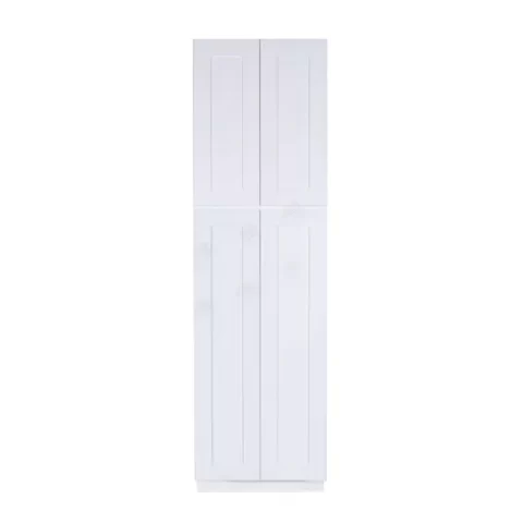 LifeArt Cabinetry 30-in W x 96-in H x 27-in D White Painted Maple Door Pantry Fully Assembled Stock Cabinet