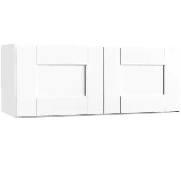 Shaker Satin White Stock Assembled Wall Bridge Kitchen Cabinet (30 in. x 12 in. x 12 in.)
